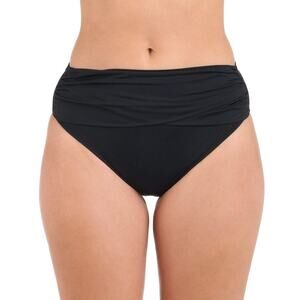 NWOT La Blanca Black Island Goddess Mid-Waist Sash Band Bikini Bottom Size 12